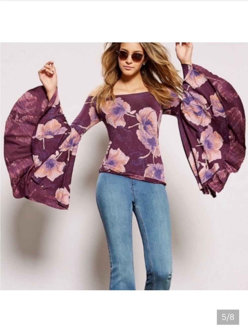 Free People Birds of Paradise Top Mulberry L